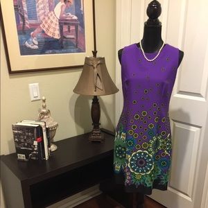 Purple/Green/Blue Flower Pattern Dress